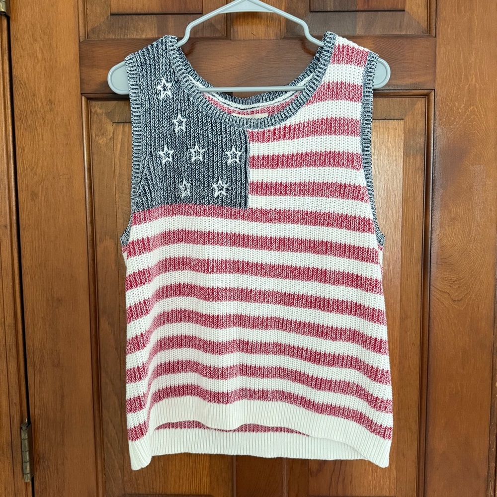 Lucky Brand American Flag Sleeveless Sweater
